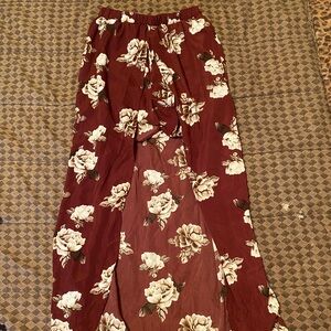 1980 Red velt white roses beller twee longwear skirt